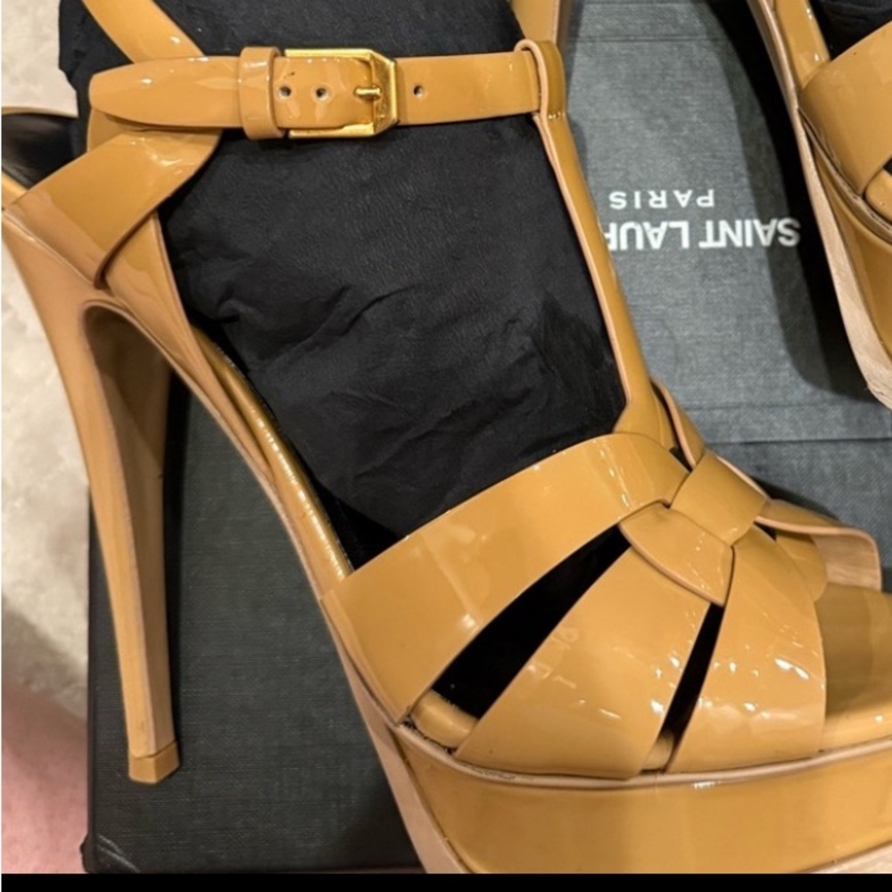 Almost Brand New Saint Lauren signature Sandals size 38.5 - Picture 2 of 11